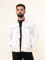 White Two Pockets Denim Jacket (Unisex)