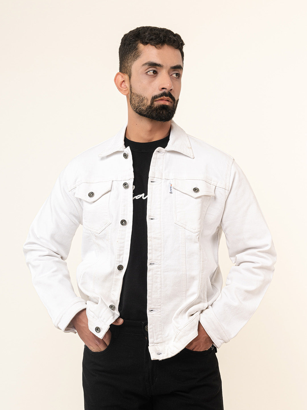 White Two Pockets Denim Jacket (Unisex)