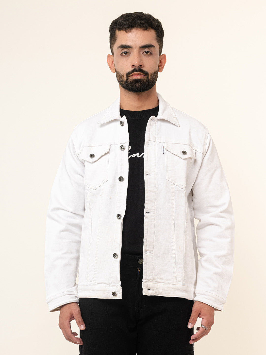 White Two Pockets Denim Jacket (Unisex)