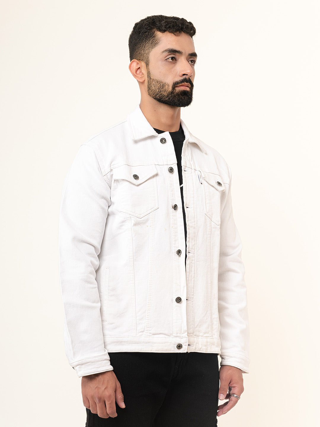 White Two Pockets Denim Jacket (Unisex)