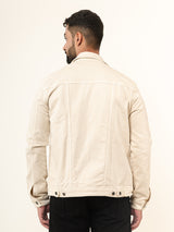 Cream Two Pockets Denim Jacket (Unisex)