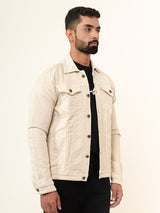 Cream Two Pockets Denim Jacket (Unisex)