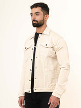 Cream Two Pockets Denim Jacket (Unisex)