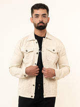 Cream Two Pockets Denim Jacket (Unisex)