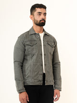 Olive Green Two Pockets Denim Jacket (Unisex)