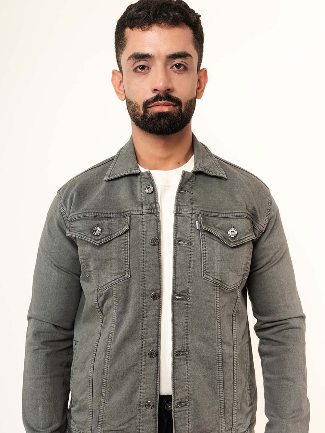 Olive Green Two Pockets Denim Jacket (Unisex)