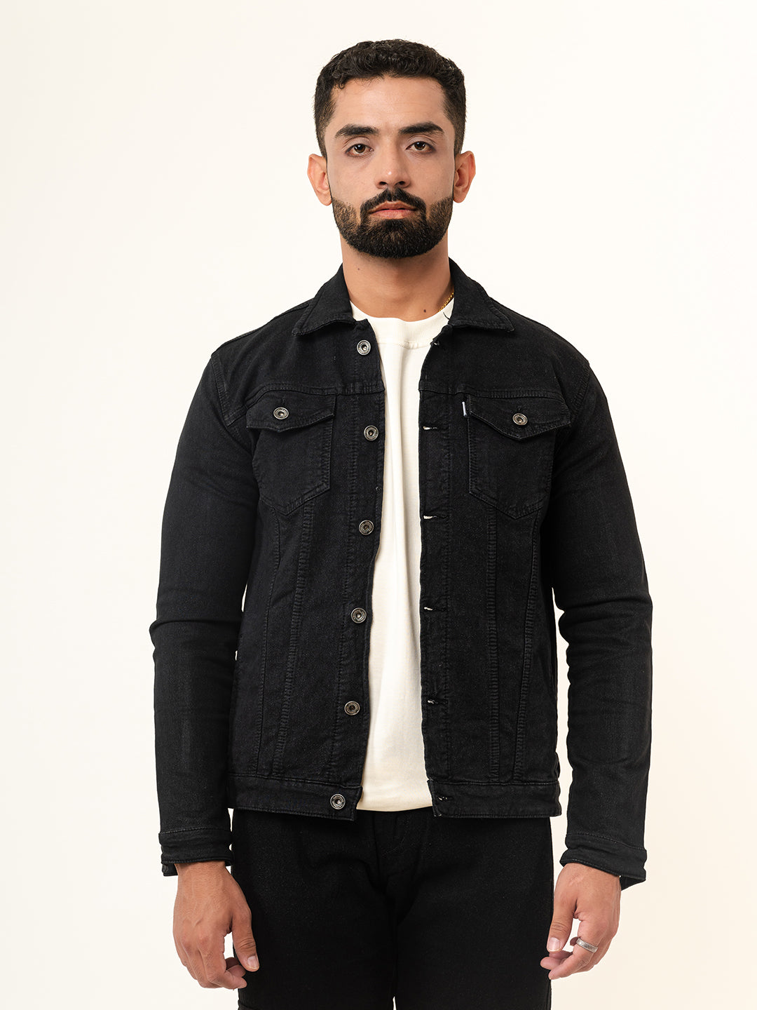 Carbon Black Two Pockets Denim Jacket (Unisex)