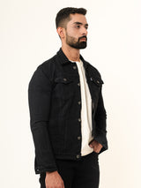 Carbon Black Two Pockets Denim Jacket (Unisex)