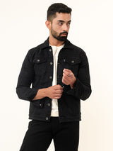 Carbon Black Two Pockets Denim Jacket (Unisex)