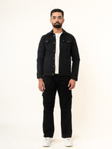 Carbon Black Two Pockets Denim Jacket (Unisex)