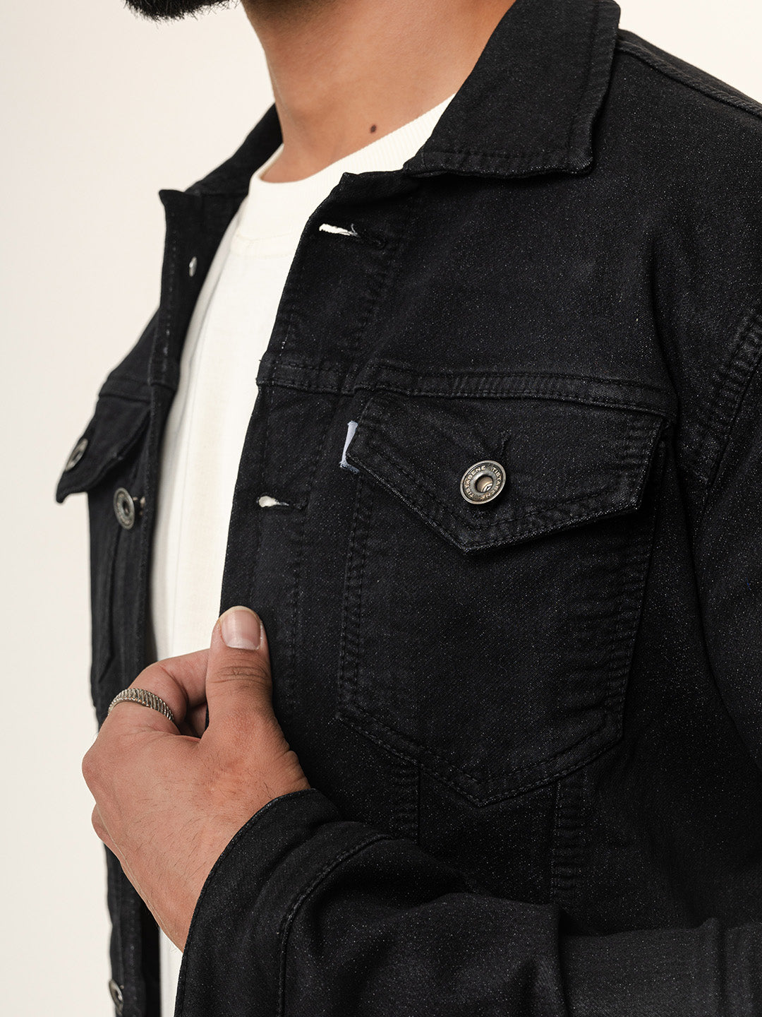 Carbon Black Two Pockets Denim Jacket (Unisex)