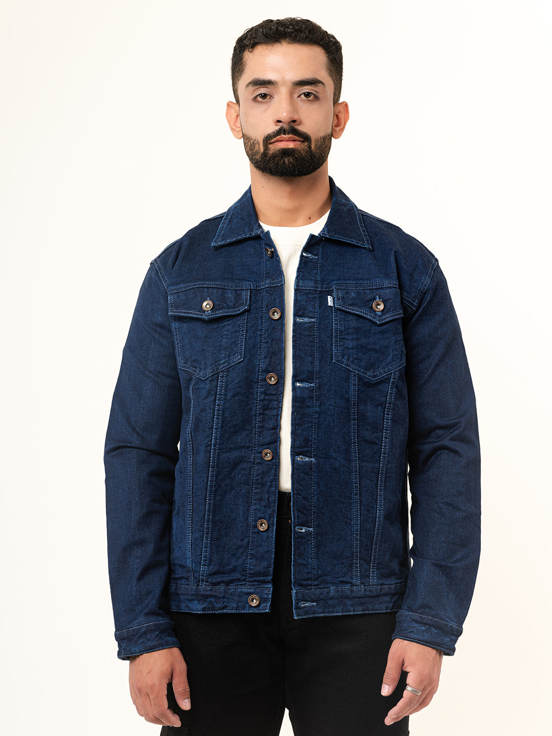 Navy Blue Two Pockets Denim Jacket (Unisex)