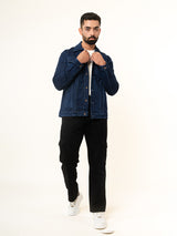 Navy Blue Two Pockets Denim Jacket (Unisex)