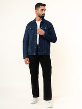 Navy Blue Two Pockets Denim Jacket (Unisex)