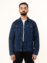 Navy Blue Two Pockets Denim Jacket (Unisex)