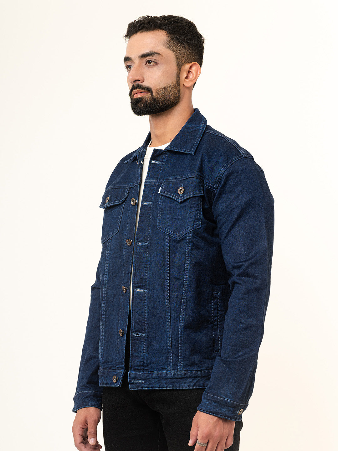 Navy Blue Two Pockets Denim Jacket (Unisex)