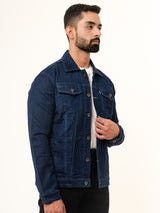 Navy Blue Two Pockets Denim Jacket (Unisex)