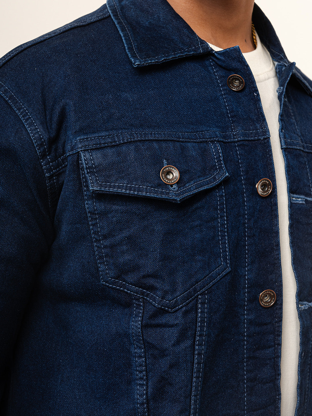 Navy Blue Two Pockets Denim Jacket (Unisex)