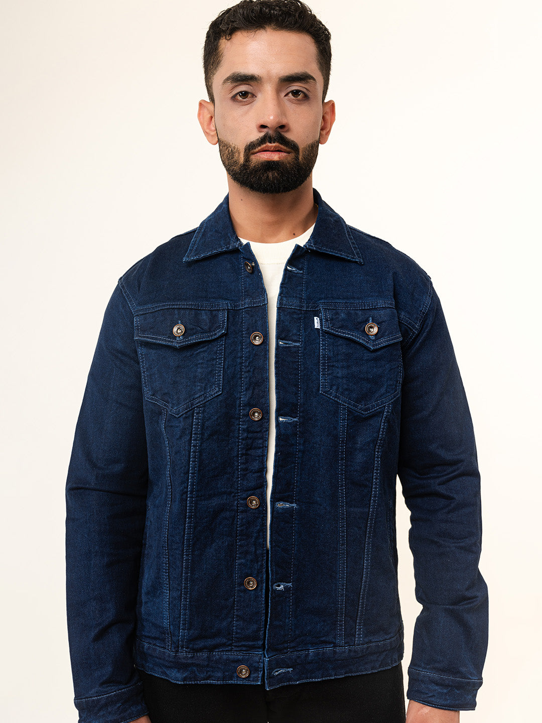 Navy Blue Two Pockets Denim Jacket (Unisex)