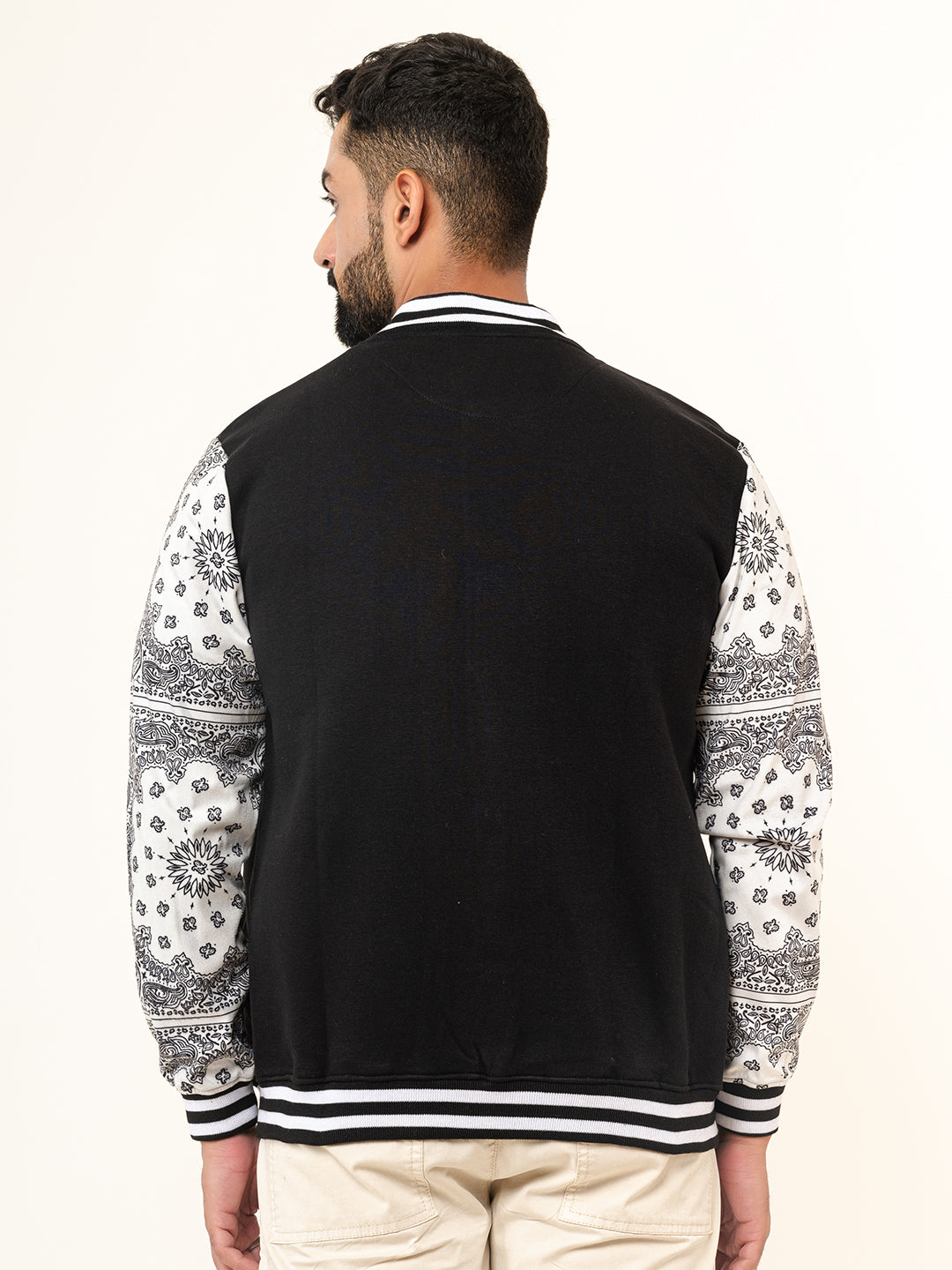 Black Paisley Bandana NY Printed Varsity Jacket