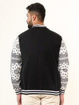 Black Paisley Bandana NY Printed Varsity Jacket