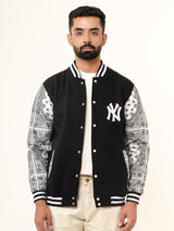 Black Paisley Bandana NY Printed Varsity Jacket