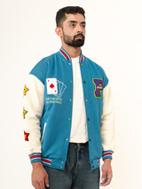 Teal Blue Poker Varsity Jacket (Unisex)