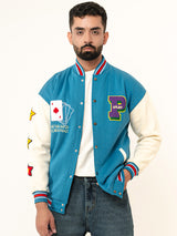 Teal Blue Poker Varsity Jacket (Unisex)