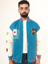 Teal Blue Poker Varsity Jacket (Unisex)