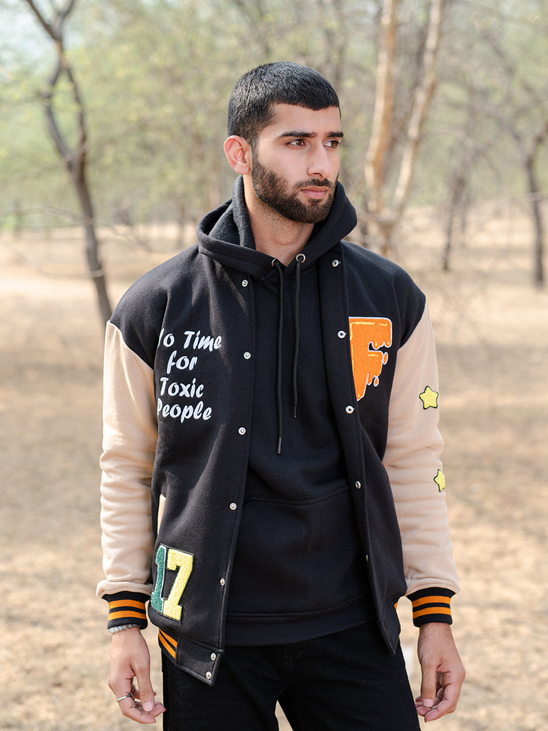 Black F Varsity Jacket (Unisex)