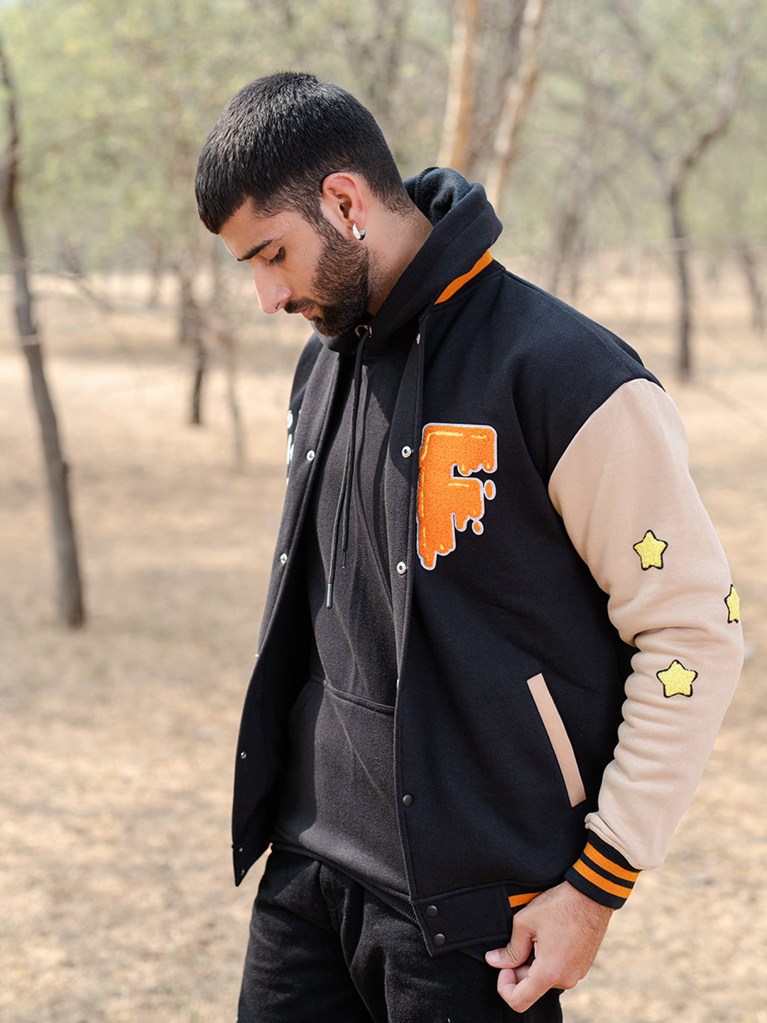 Black F Varsity Jacket (Unisex)