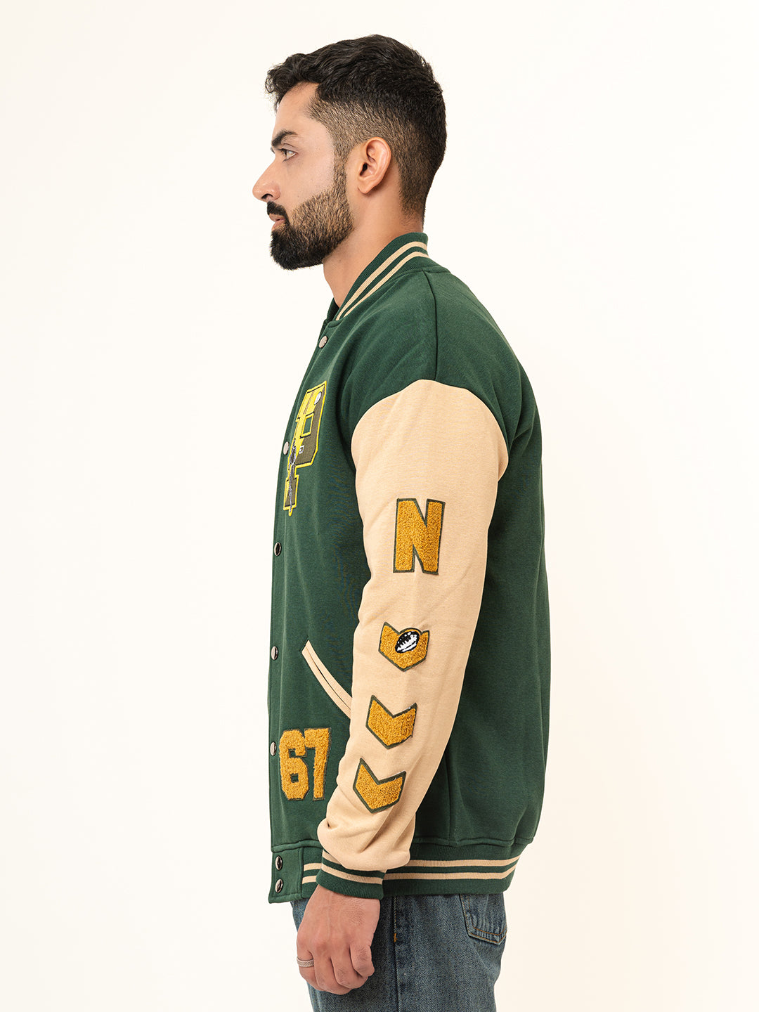 Bottle Green P Varsity Jacket (Unisex)