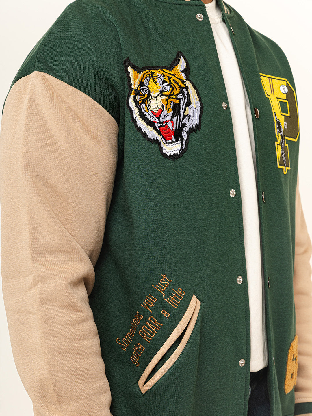 Bottle Green P Varsity Jacket (Unisex)