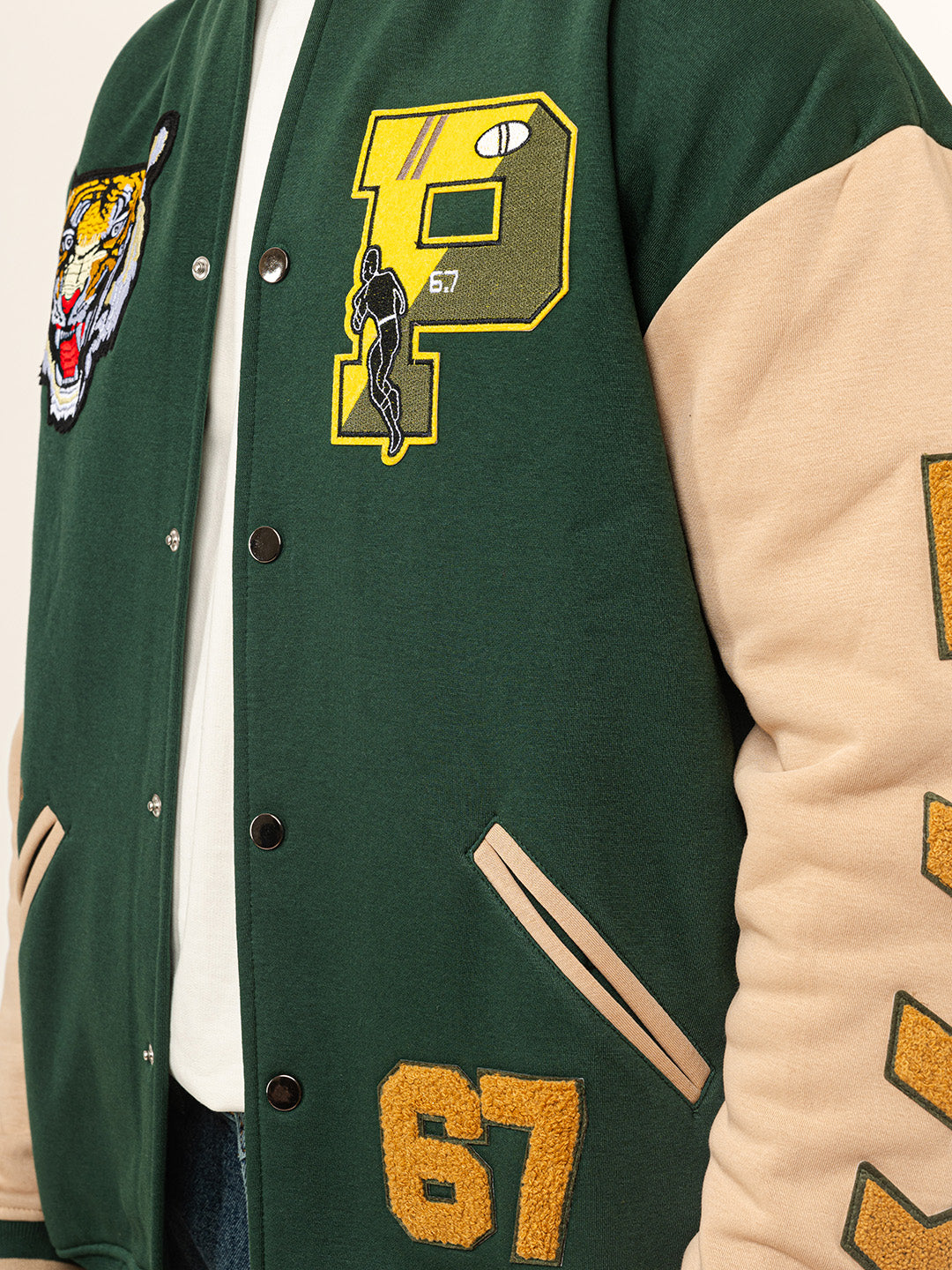 Bottle Green P Varsity Jacket (Unisex)