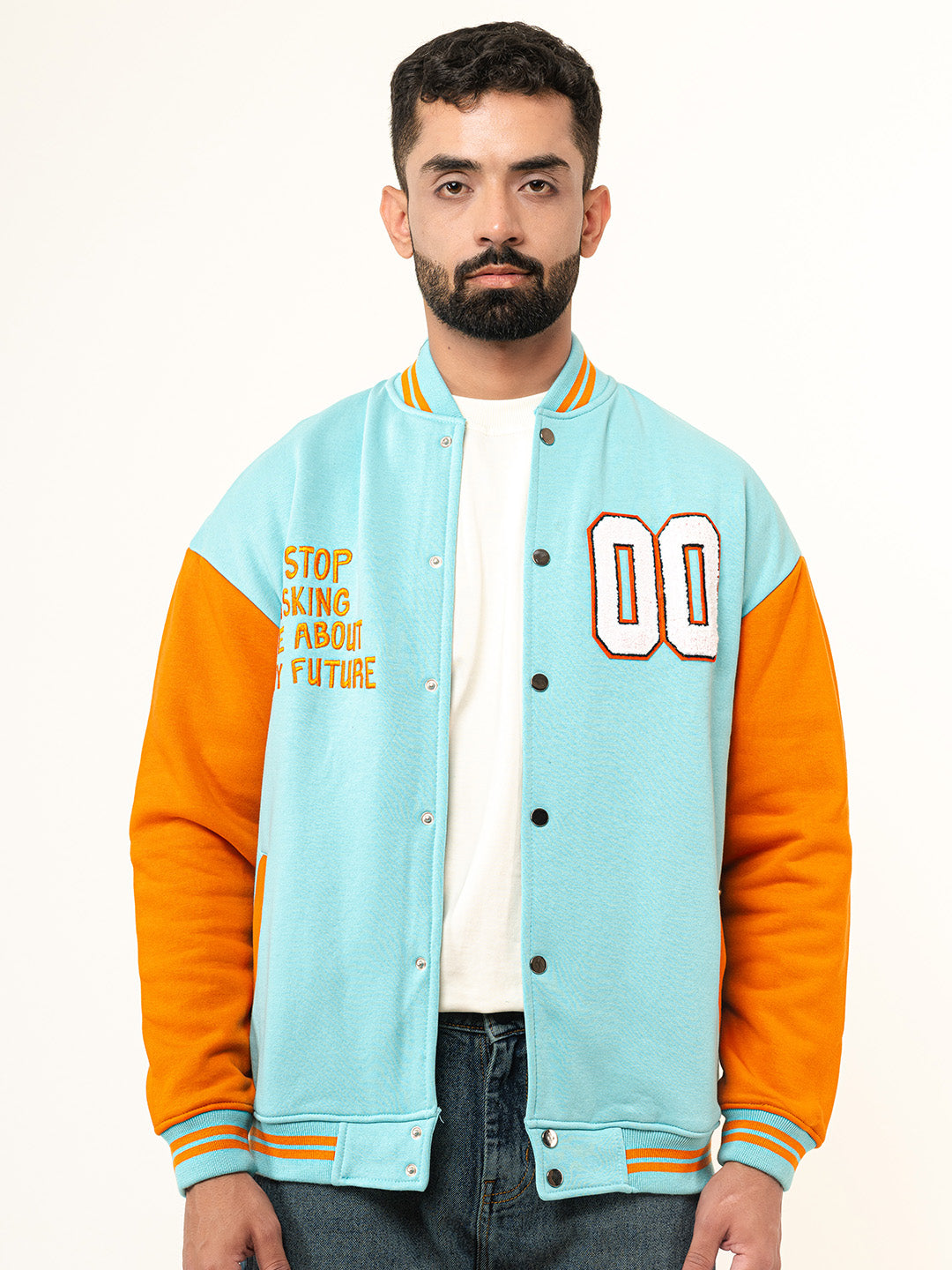 Sky Blue Baseball Varsity Jacket (Unisex)