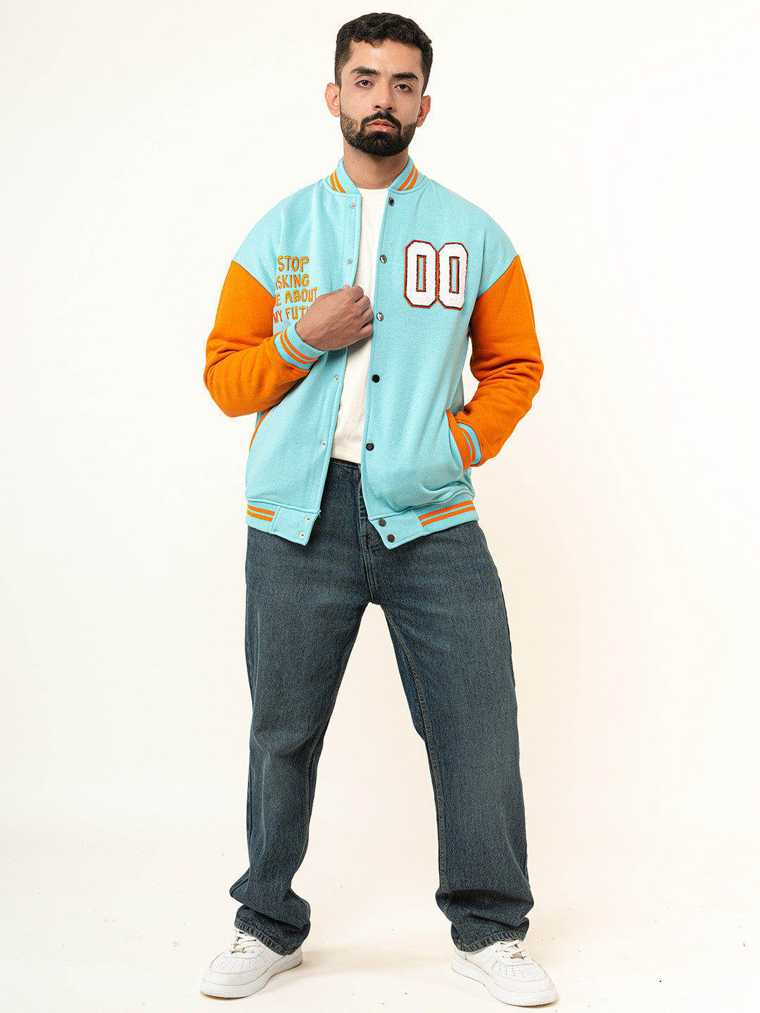 Sky Blue Baseball Varsity Jacket (Unisex)