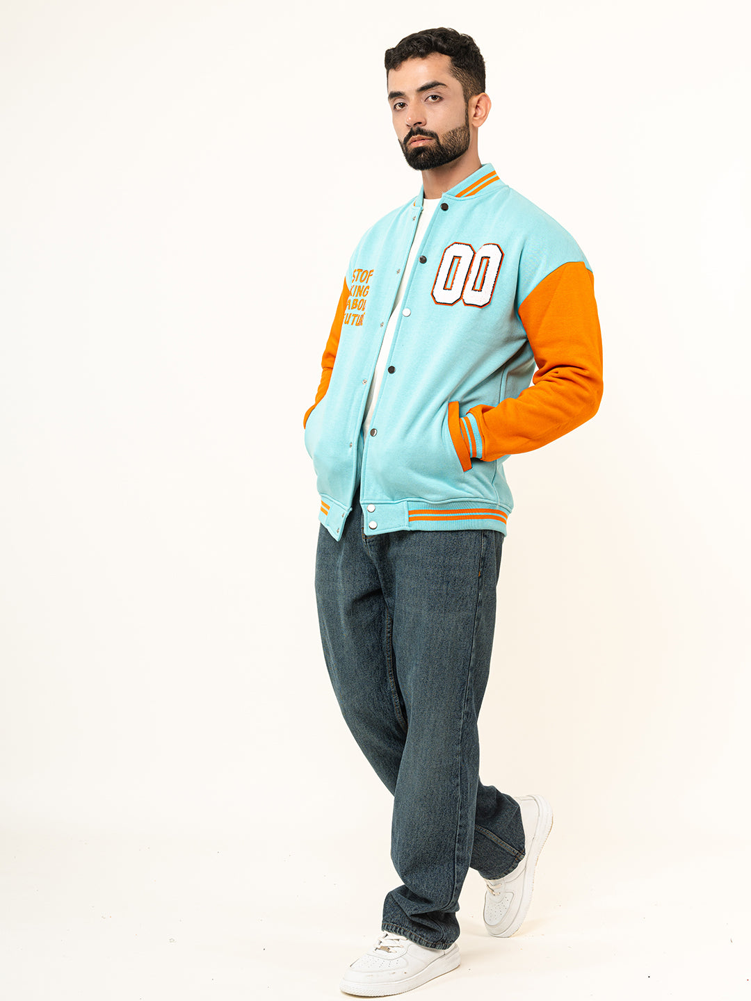 Sky Blue Baseball Varsity Jacket (Unisex)