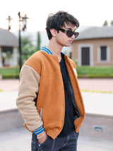 Burnt Orange Floral Fleece Sherpa Jacket