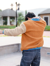 Burnt Orange Floral Fleece Sherpa Jacket