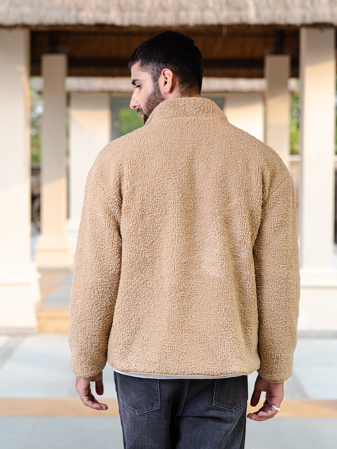 Beige Fleece Sherpa Jacket