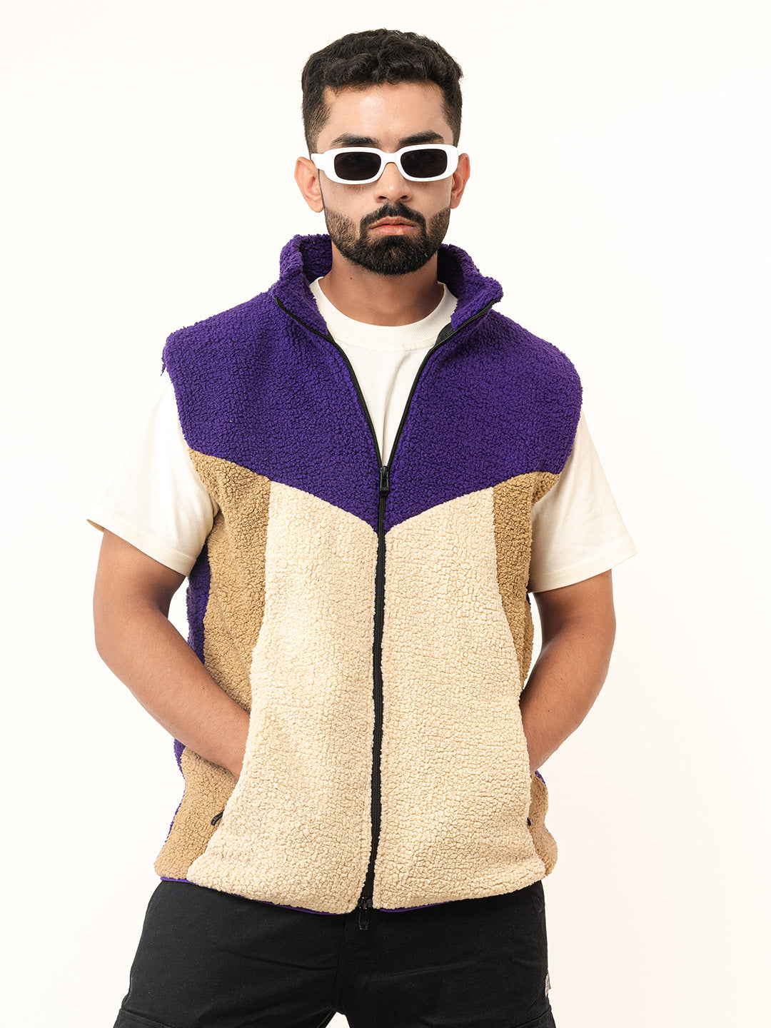 Multi Color Block Fleece Sherpa Jacket (Unisex)