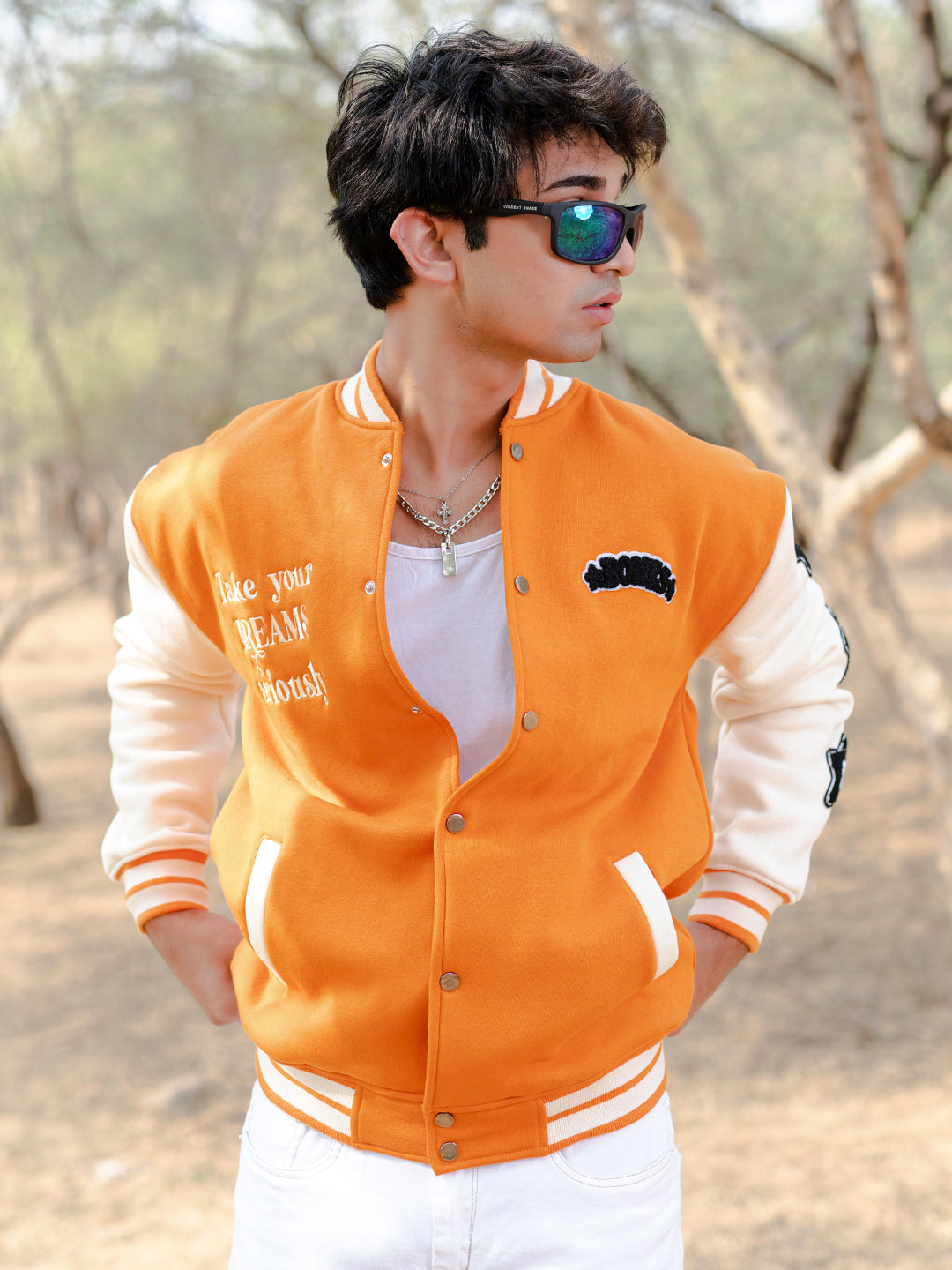 Orange Bones Varsity Jacket (Unisex)