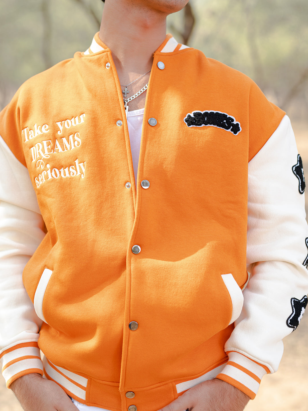 Orange Bones Varsity Jacket (Unisex)