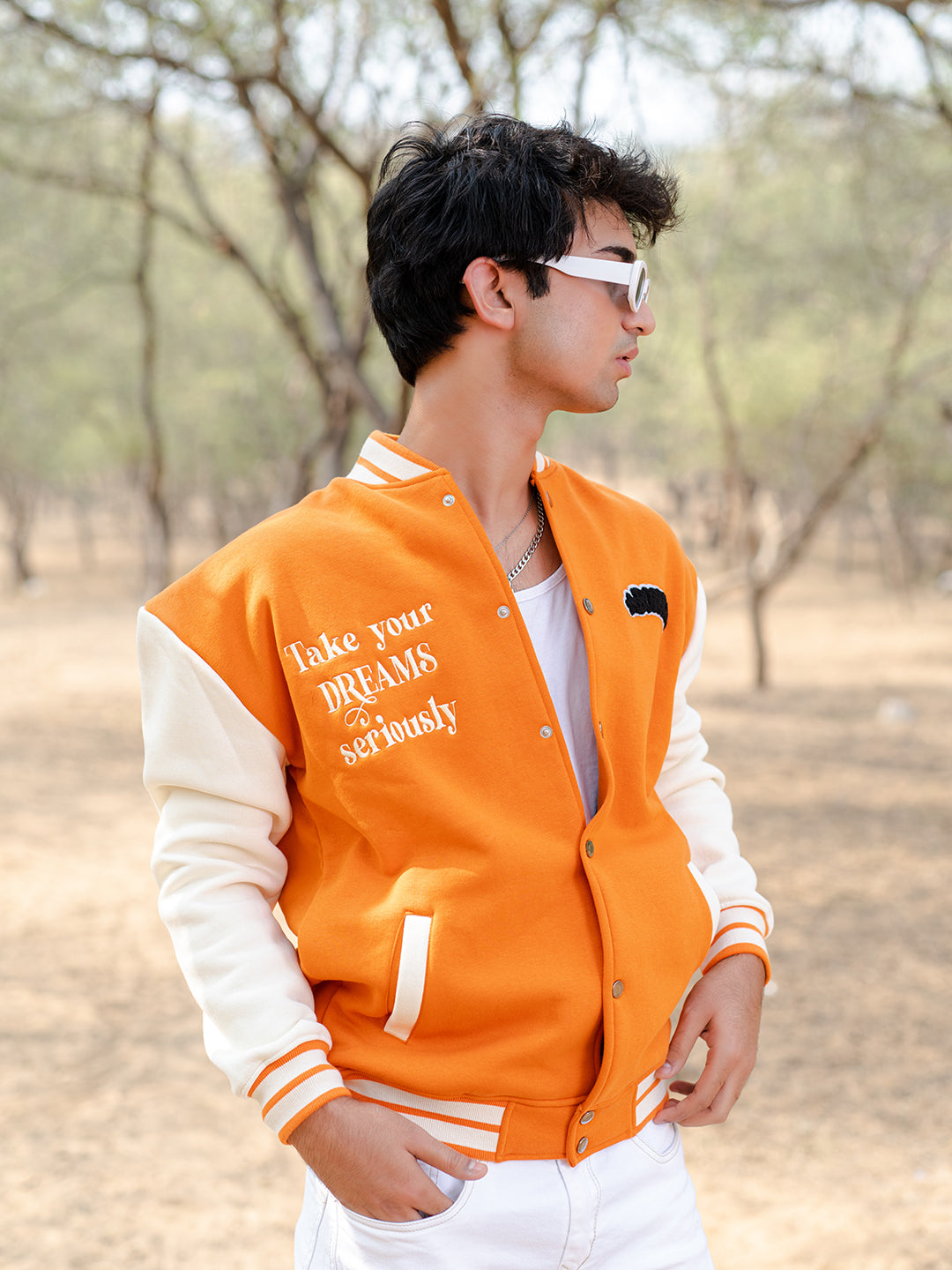 Orange Bones Varsity Jacket (Unisex)