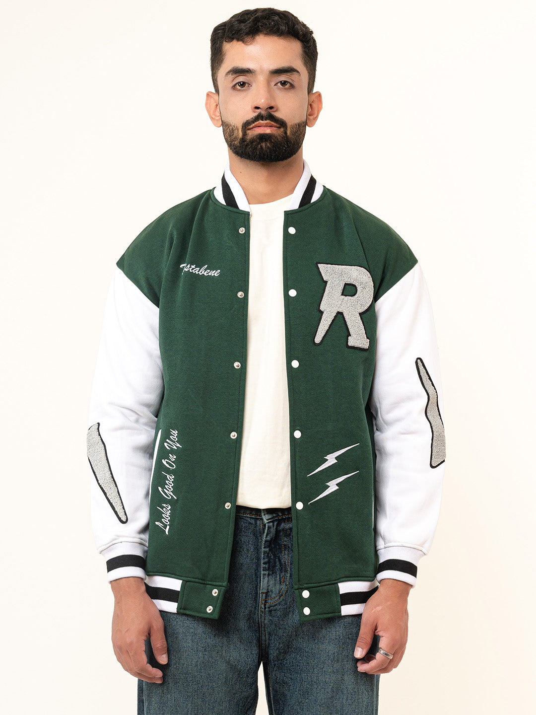 Green R Tistabene Varsity Jacket (Unisex)