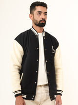 Black Tokyo Printed Varsity Jacket