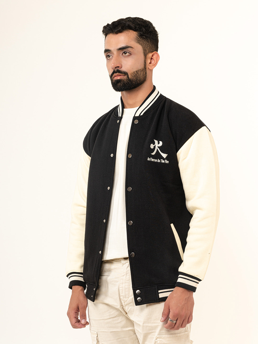 Black Tokyo Printed Varsity Jacket