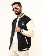 Black Tokyo Printed Varsity Jacket