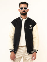 Black Tokyo Printed Varsity Jacket