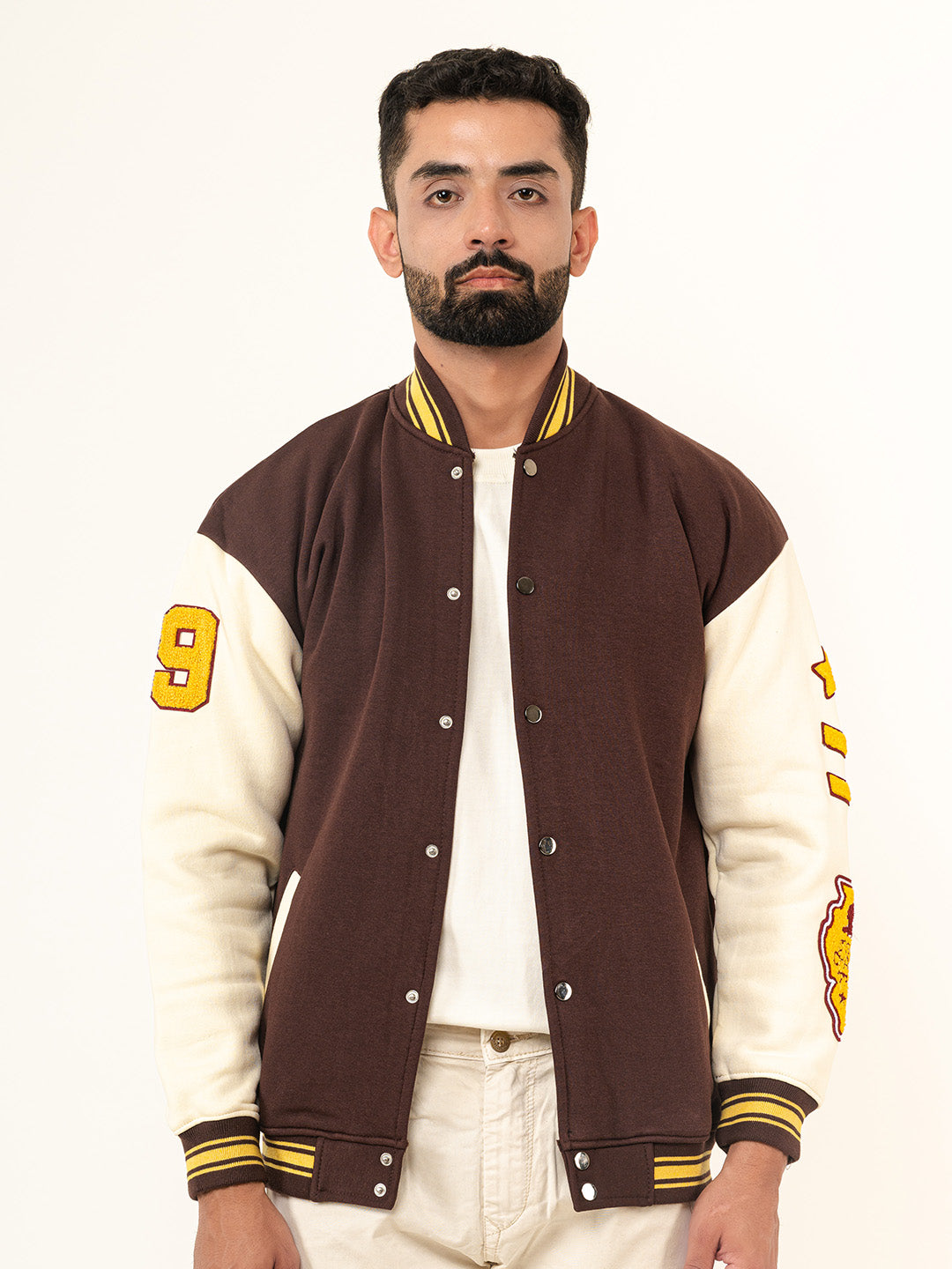 Brown God Of Hope Printed Varsity Jacket (Unisex)